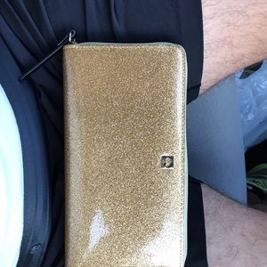 kate spade gold glitter wallet